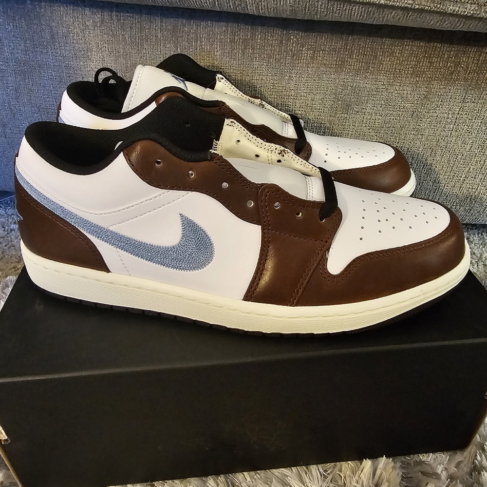 Nike Air Jordan Retro 1 Low White Blue Grey Brown FQ7832-142 mens sizes